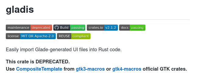 Screenshot of the Gladis Github README